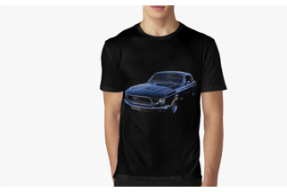 Classic cars printed on graphics tee shirts